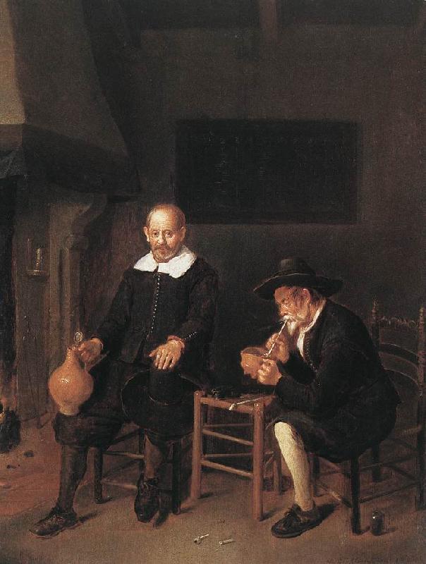 BREKELENKAM, Quiringh van Interior with Two Men by the Fireside f France oil painting art